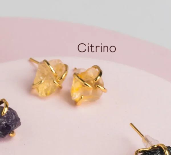 Aretes rústicos citrino