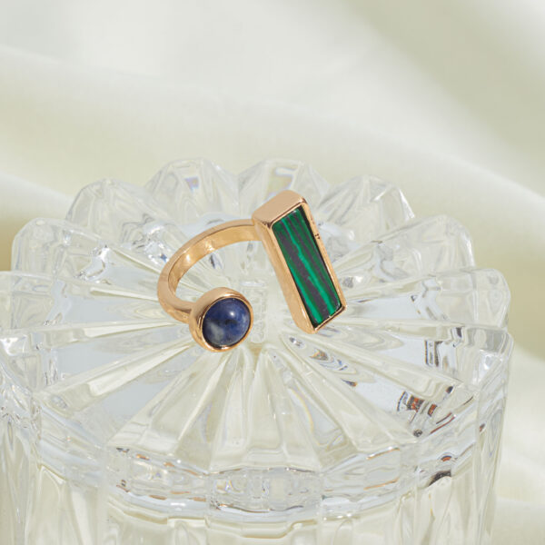 Anillo duo malaquita y sodalita